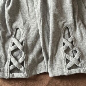 Old Navy Girls XL 14-16 Gray Lattice Ankle Cutout Leggings Heathered Cotton